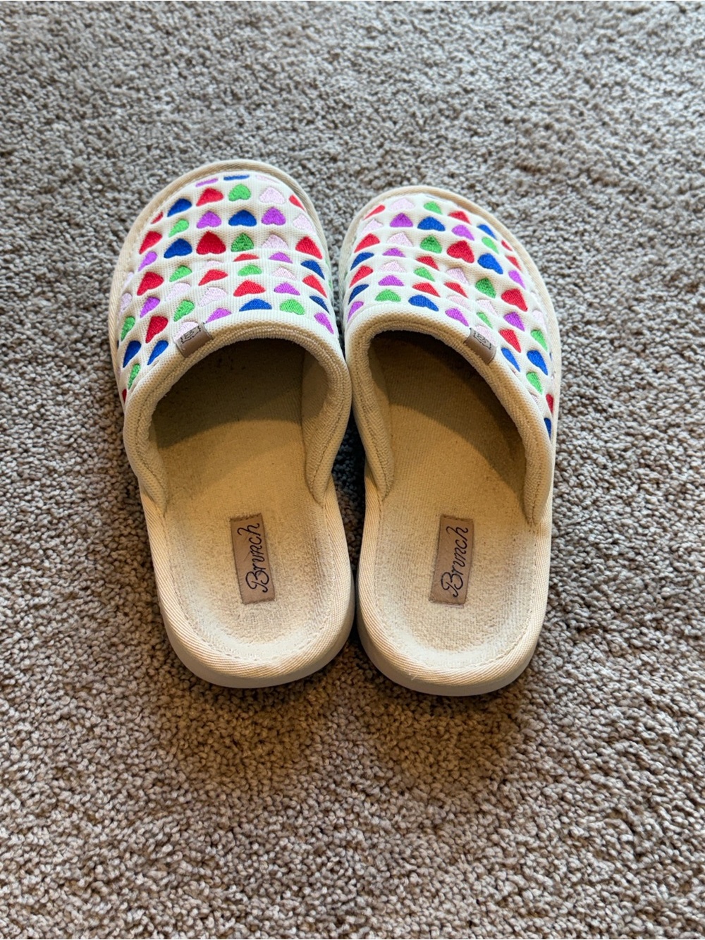 BRUNCH Heart-Print Slip-On Shoes - White with Multicolor Hearts